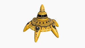 3D Alien Spaceship UFO G08 Yellow Dirt - Sci Fi Spacecraft Design model