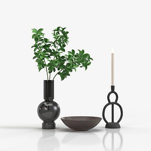 Vera Smoke Glass Bubble Vase With Other PBR 3D model