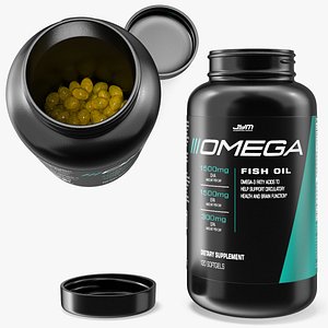 Omega 3 Pills in Bottle 3D model