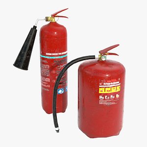 3D model Fire Extinquisher Set Lowpoly