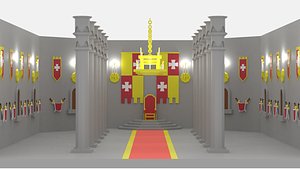 cartoon castle throne room 3D model