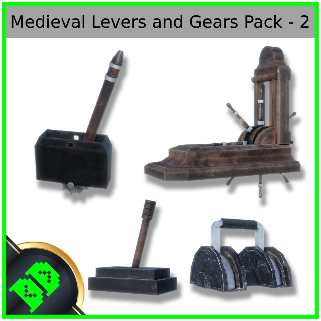 modèle 3D de Pack de leviers et engrenages médiévaux 2 TurboSquid
