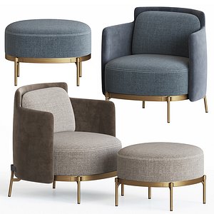 Minotti Tape Armchair & Ottoman