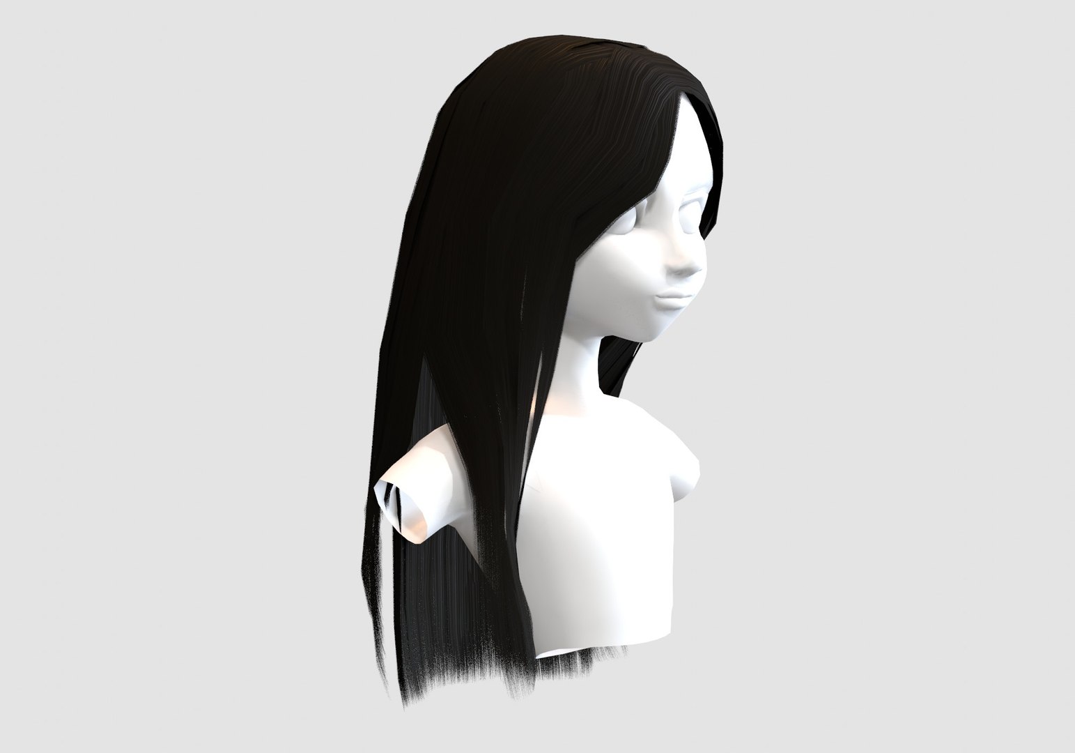 3D Model Black Long Hair - TurboSquid 1907759