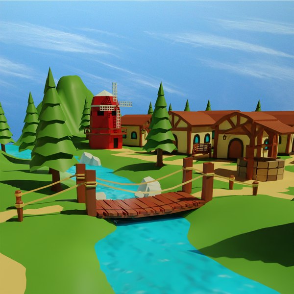Cartoon Medieval Village 3D model - TurboSquid 1766103