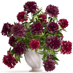 3D model bouquet red peonies