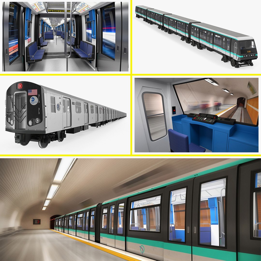 Subway Trains Collection 3D model preview