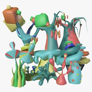 3D A large set of fairy tale stylized decorations