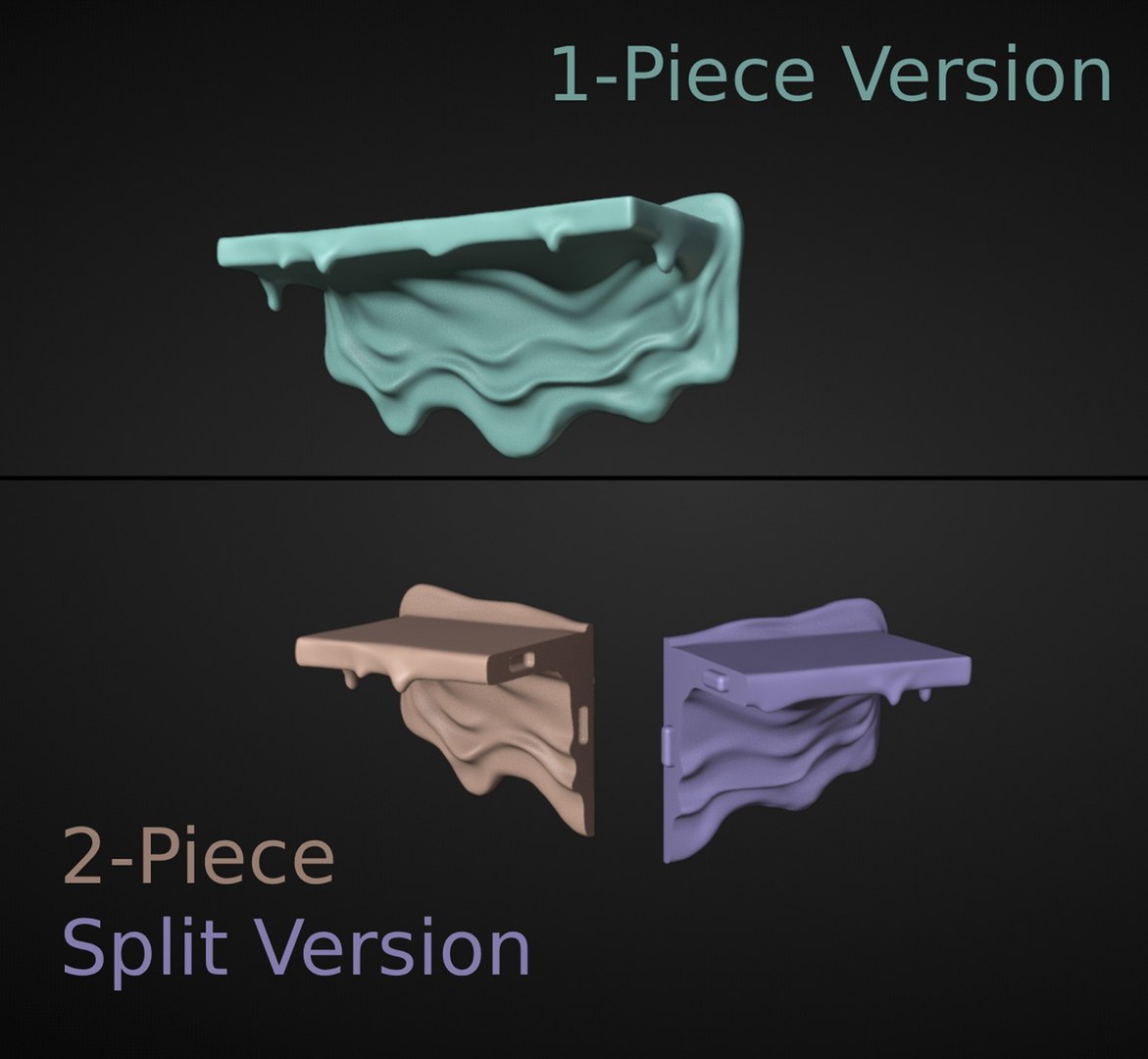 3D Melting Wall Mount Shelf https://p.turbosquid.com/ts-thumb/jk/CBhtnv/Fj/3meltingwallmountshelf/jpg/1780738885/1920x1080/fit_q87/ad21b0389624207db945686def61fdcf36e268cd/3meltingwallmountshelf.jpg