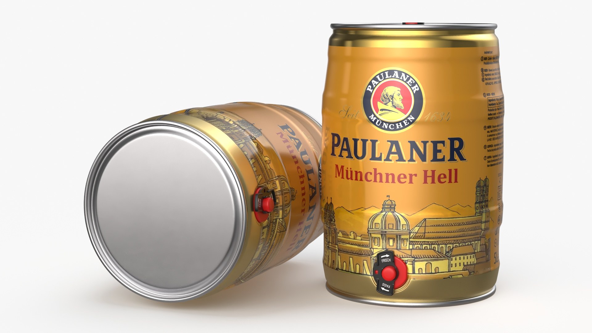 Paulaner Beer 5 Liter Barrel 3D model preview