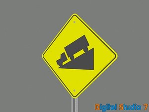 3d model steep incline sign