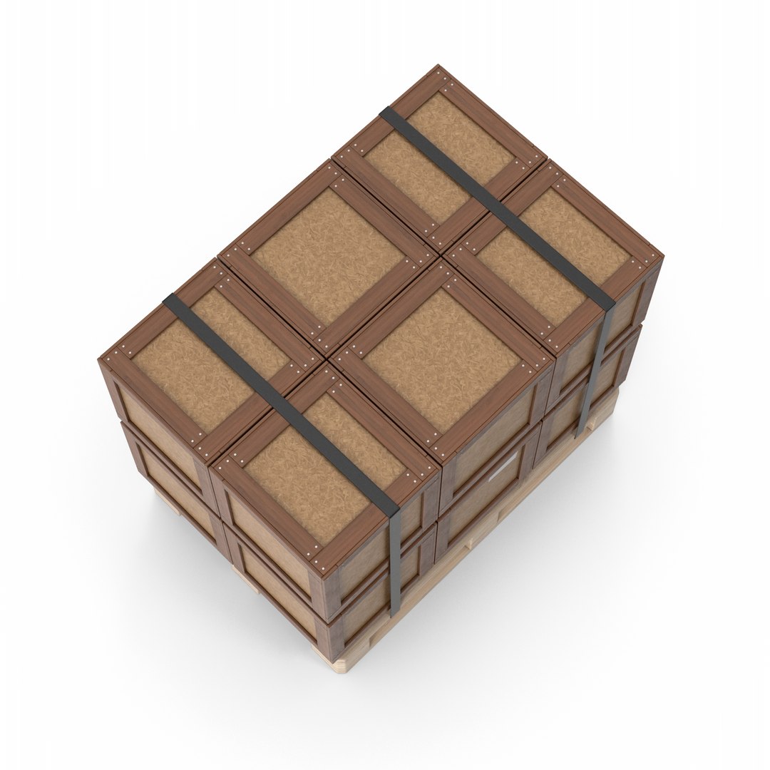 3D Wooden Crate Cargo Boxes On Pallet TurboSquid 2072318