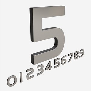 Numbers modern silver metal plastic 3D