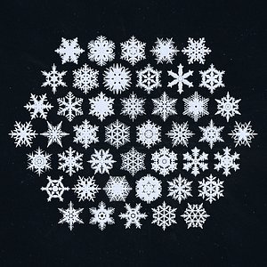 Detailed Snowflakes Collection Christmas Ornaments PBR 3D Print Ready