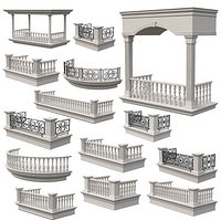 14 Classic Balconies With Marble Balusters and Wrought Iron Fence