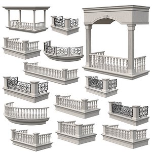 14 Classic Balconies With Marble Balusters and Wrought Iron Fence