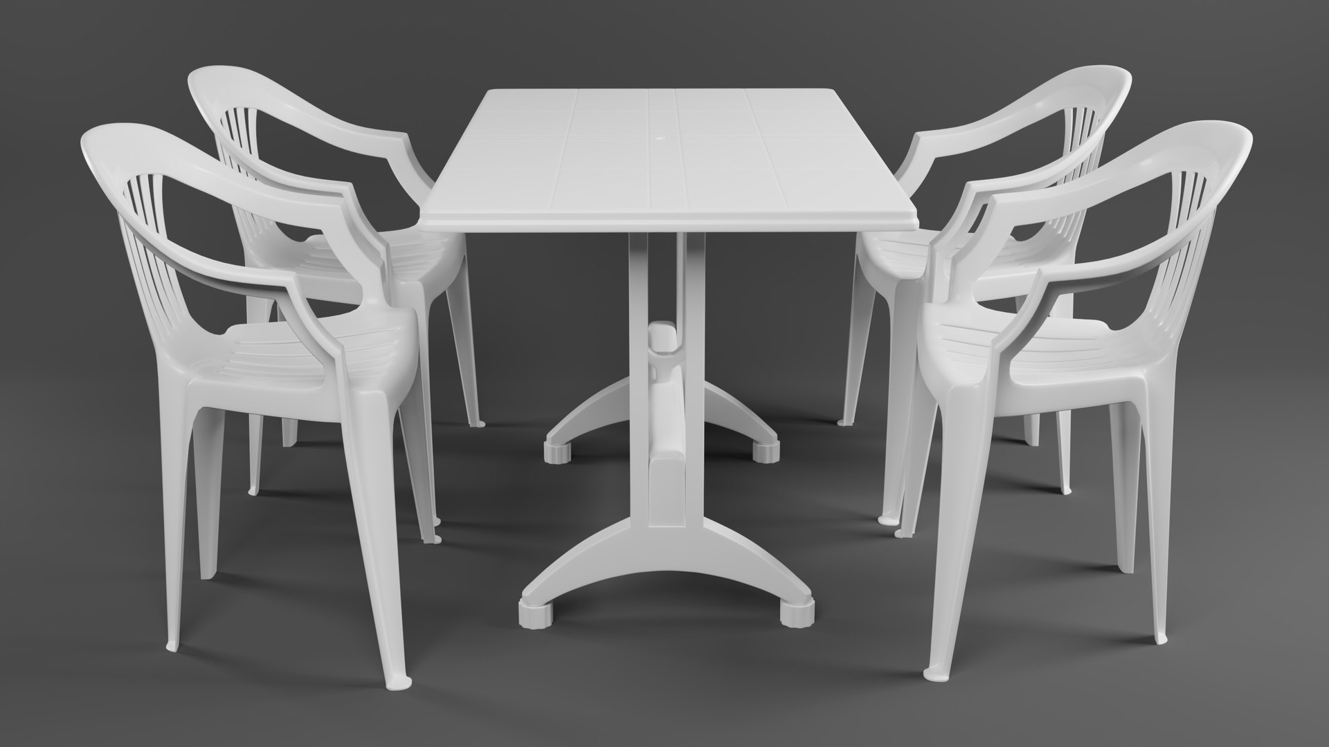 3D White Plastic Table And Chair Set TurboSquid 2064577