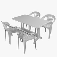 White Plastic Table and Chair Set