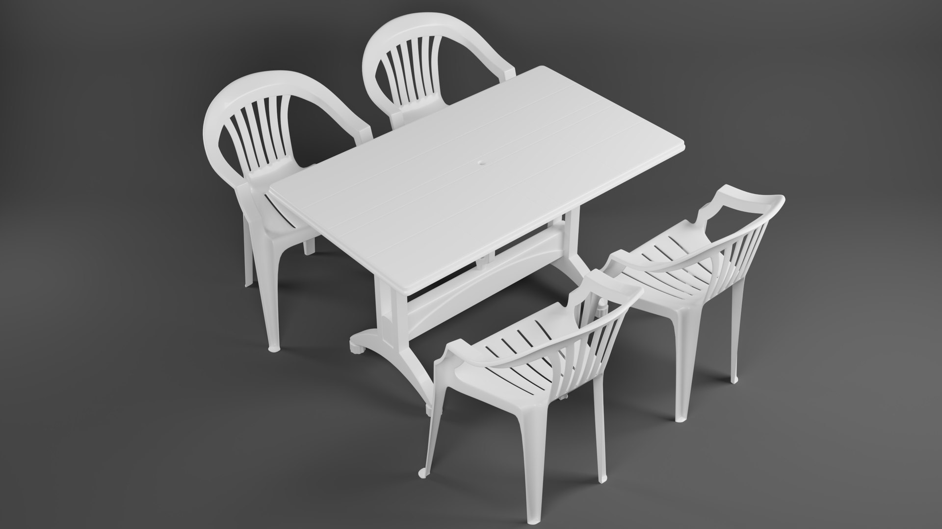 3D White Plastic Table And Chair Set TurboSquid 2064577