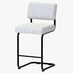 Blake Boucle Bar Stool black base 3D model