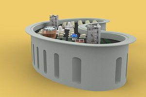 3D ANTI TSUNAMI BUILDING WALL INNOVATION CONCEPT model