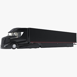 Advanced Long Haul Truck and Trailer Black Rigged for Maya