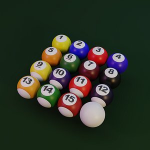 3D billiard pool balls model