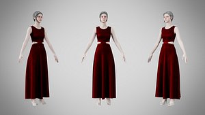 3D Dress 31 Burgundy Velvet