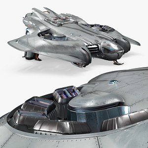 3D model Futuristic Spaceship Transporter Rigged for Cinema 4D