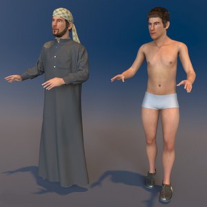 Arabic man real cloth simulation conversation loop animation 2