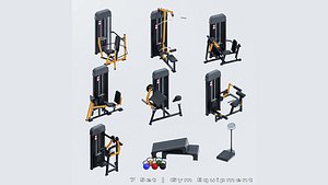 10 Gym Equipmen Blender - Fbx -Obj 3D model