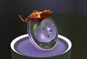 Car caliper with brake disc 3D