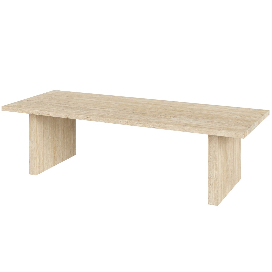 3D Model Restoration Hardware Pavona Chair And Trento Travertine Dining