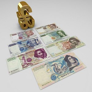 italian lira banknotes 3d c4d