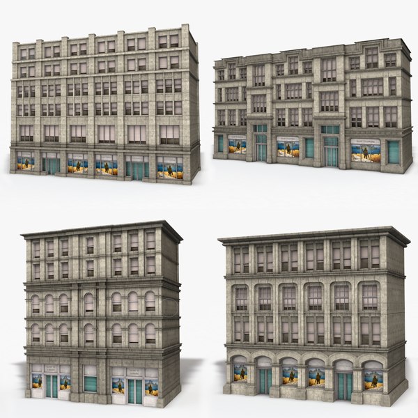 Apartment Building - 4 Models Collection 3D model