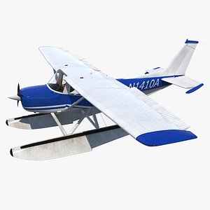 Cessna 150 Seaplane Rigged 3D Model