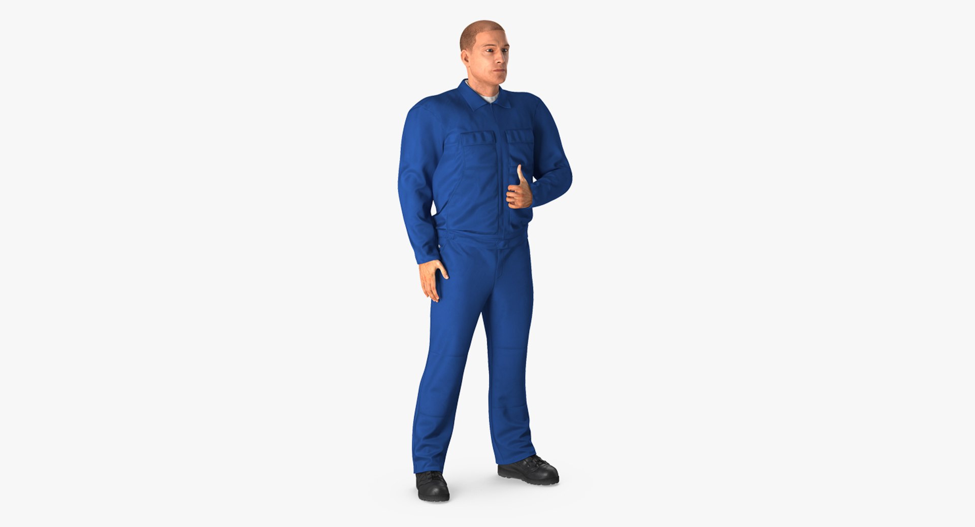 Mechanic Worker Wearing Blue Overalls Rigged 3D model preview