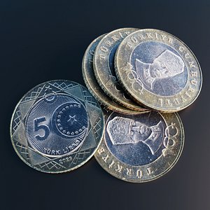 3D model Turkish lira coin