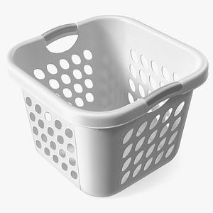 3D Plastic Laundry Basket Square White
