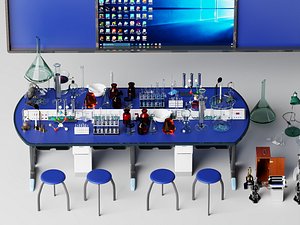Chemistry Lab Experiment Table Scene 3D Model