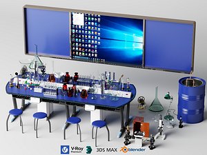 Chemistry Lab Experiment Table Scene 3D Model model