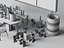 Modelo 3D de uma mesa de experimentos de laboratório de química