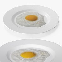 Fried Egg on White Plate
