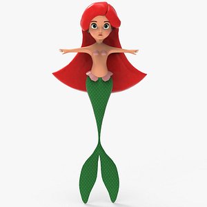 Mermaid Cartoon 3D model Rigged 3D model