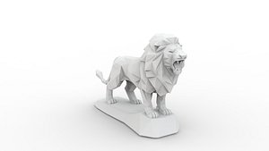 3D Low Poly Lion Statue 3D Print model