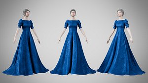 3D model Dress 50 Sapphire Velvet With Design