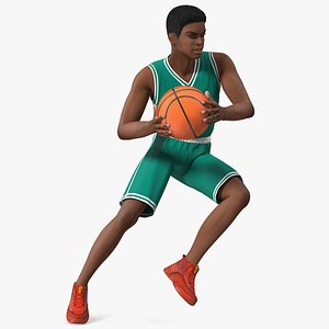 Light Skin Teenager Basketball Player Playing Pose 3D model