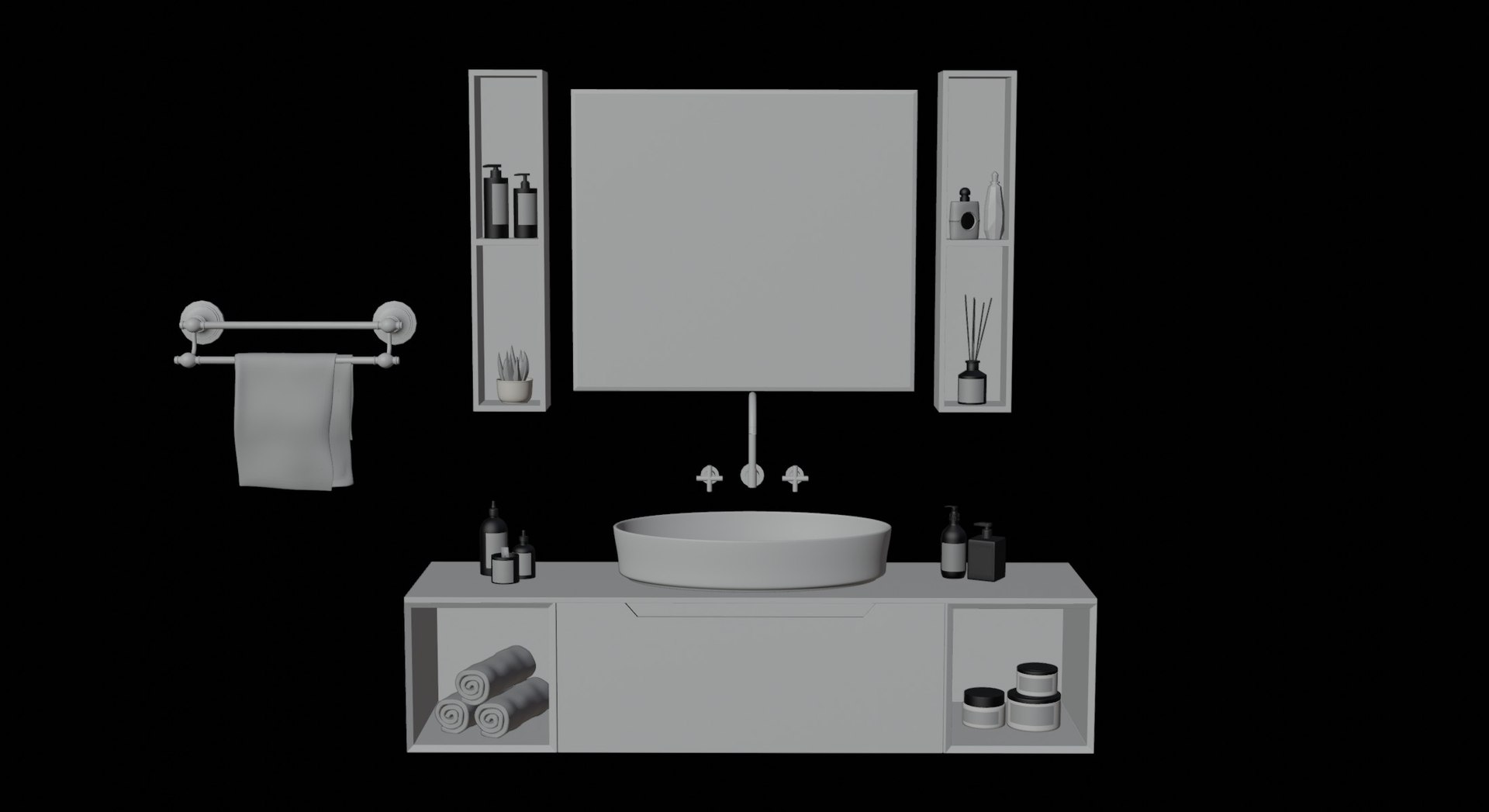 3D Bathroom Vanity - TurboSquid 2222573 - Textured Three Piece Bathroom Vanity