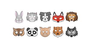 3D 10 Animal Mask Paper Collection - Character Design Fashion