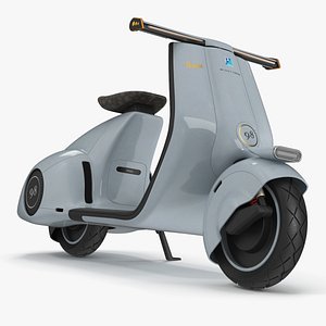 Futuristic Electric Scooter Vespa 98 Blue Parked